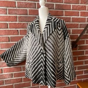 Valentino Roma Italy Vintage Black White Wool Blend Jacket Size EU 50 US 14